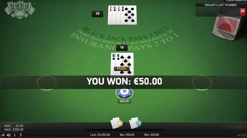 ブラックジャック ルール 引き分け