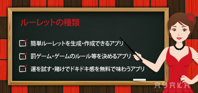 ルーレット アプリの種類