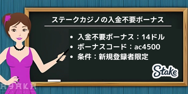 ステーク カジノ の入金不要ボーナス