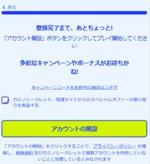 カジノシークレット　利用規約同意